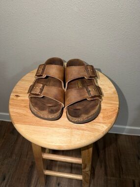 Birkenstock Brown Leather Two-Strap Sandals